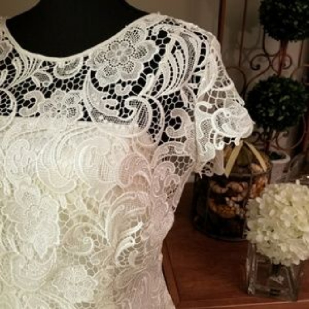 Intricately laced White Formal Dress - Picture 4 of 7